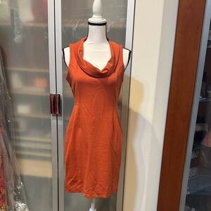 Banana Republic Orange Sleeveless Cowl Neck Midi Dress